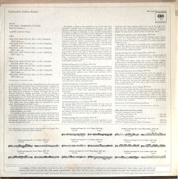 Johann Sebastian Bach - Glenn Gould : The Well-Tempered Clavier, Book 2, Preludes And Fugues 9-16 (LP, Album)