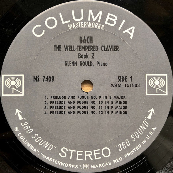 Johann Sebastian Bach - Glenn Gould : The Well-Tempered Clavier, Book 2, Preludes And Fugues 9-16 (LP, Album)