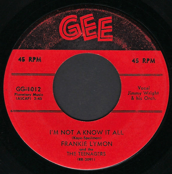 Frankie Lymon And The Teenagers : I Want You To Be My Girl (7", Single)