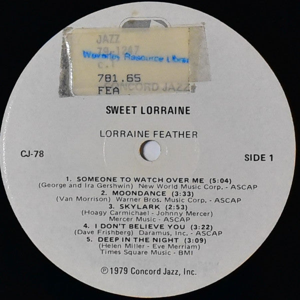 Lorraine Feather : Sweet Lorraine (LP, Album)