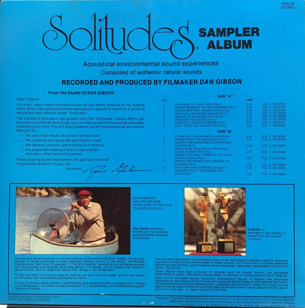 Dan Gibson : Solitudes Sampler (Acoustical Environmental Sound Experiences) (LP, Comp, Smplr)