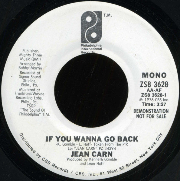 Jean Carn : If You Wanna Go Back (7", Mono, Promo)