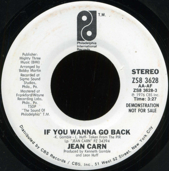 Jean Carn : If You Wanna Go Back (7", Mono, Promo)