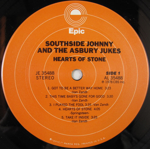 Southside Johnny & The Asbury Jukes : Hearts Of Stone (LP, Album, Pit)