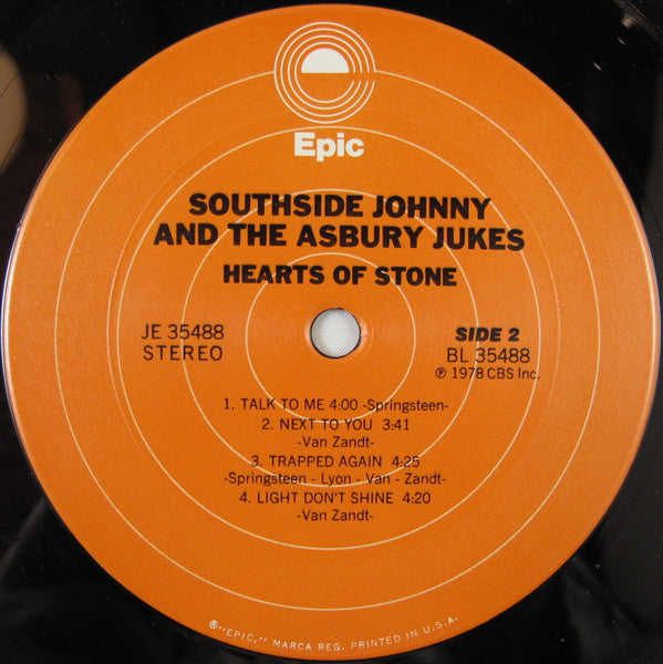 Southside Johnny & The Asbury Jukes : Hearts Of Stone (LP, Album, Pit)