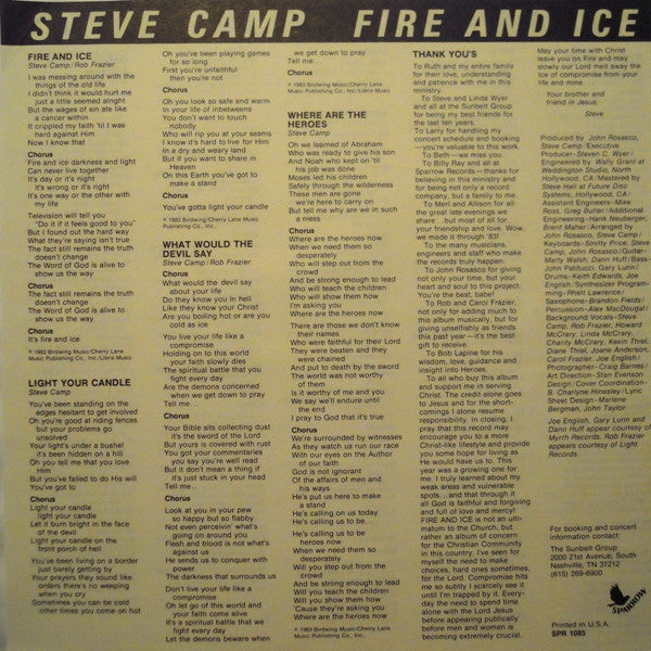 Steve Camp : Fire And Ice (LP, Album)