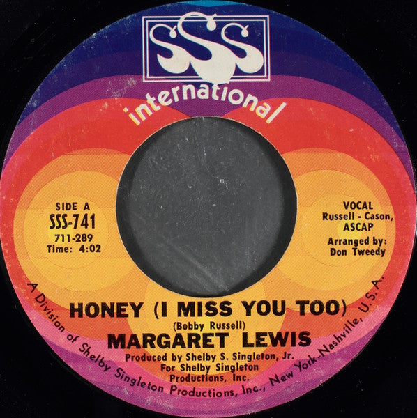 Margaret Lewis : Honey (I Miss You Too) (7", San)