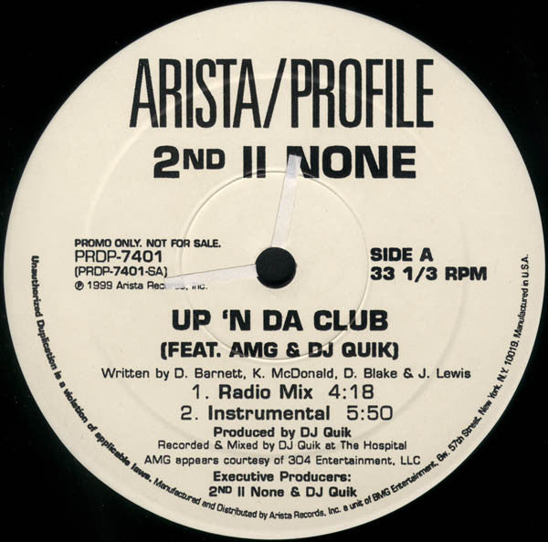 2nd II None : Up 'N Da Club (12", Promo)