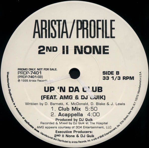 2nd II None : Up 'N Da Club (12", Promo)