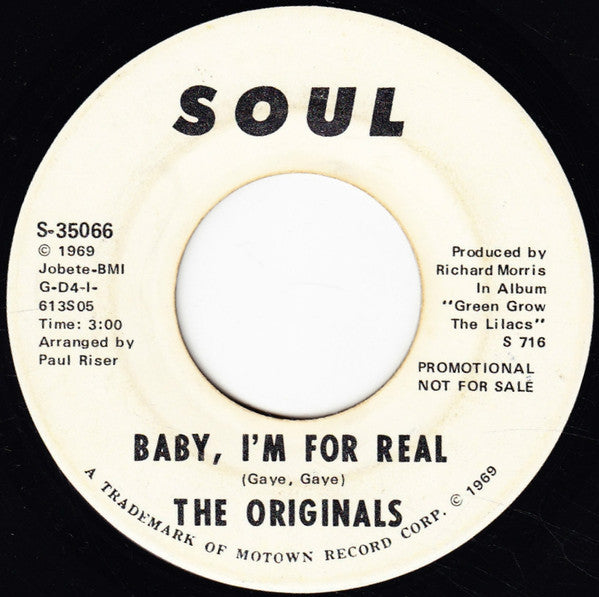 The Originals : Baby I'm For Real (7", Promo)