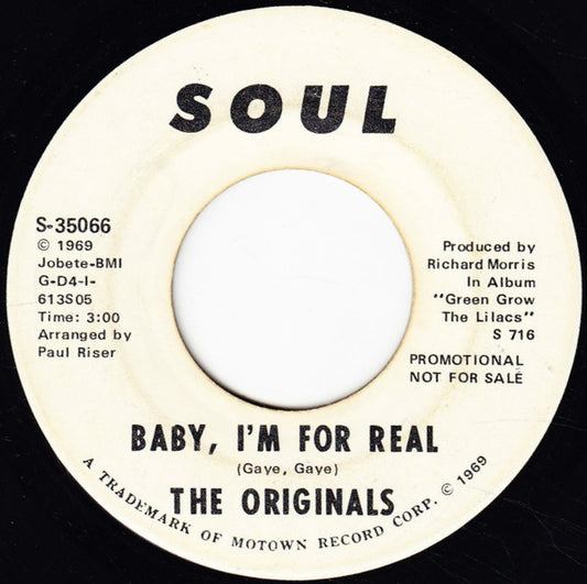 The Originals : Baby I'm For Real (7", Promo)