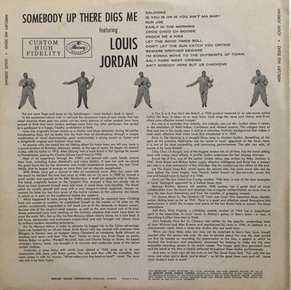 Louis Jordan : Somebody Up There Digs Me (LP, Album, Mono)