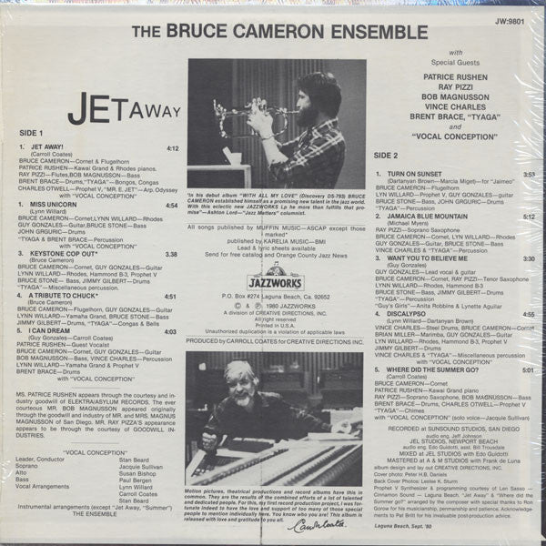 The Bruce Cameron Ensemble : Jet Away (LP, Album)