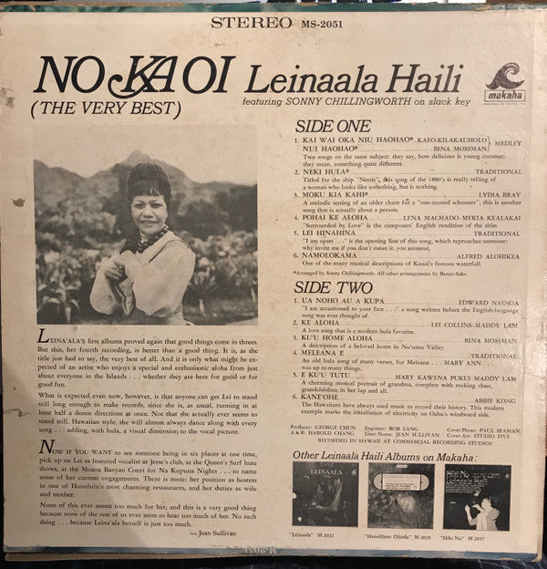 Leinaala Haili Featuring Sonny Chillingworth : No Ka Oi (LP, Album)