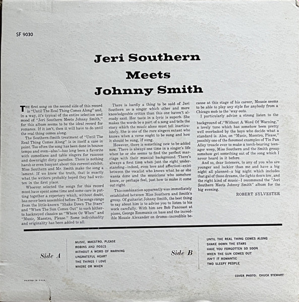 Jeri Southern Meets Johnny Smith : Jeri Southern Meets Johnny Smith (LP, Album, RE)