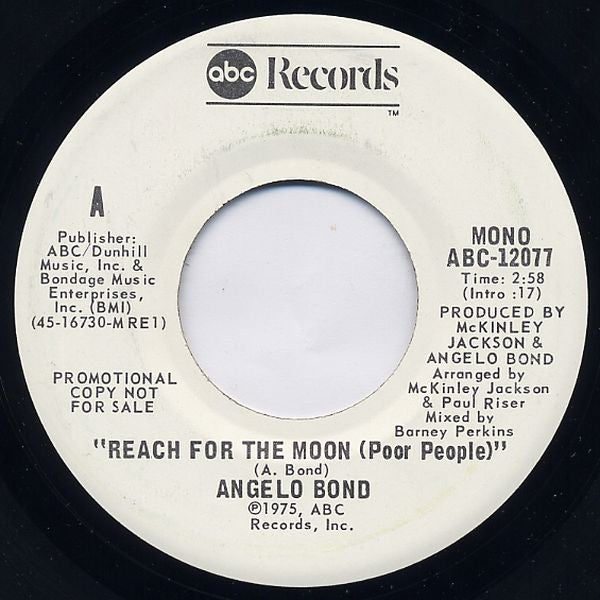 Angelo Bond : Reach For The Moon (Poor People) (7", Promo)