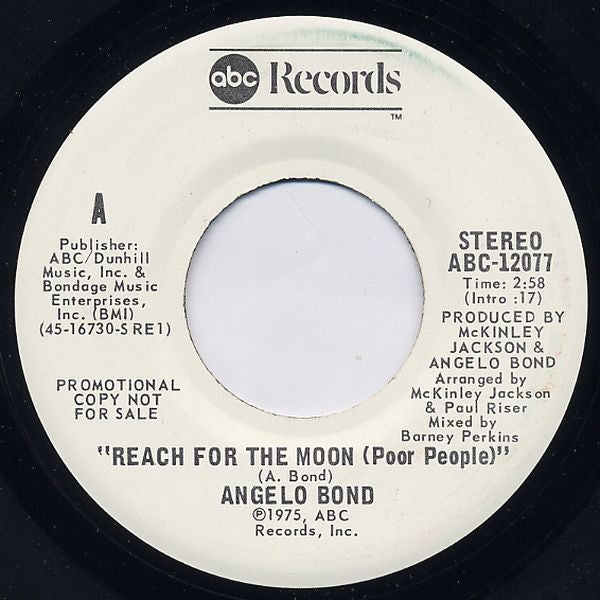 Angelo Bond : Reach For The Moon (Poor People) (7", Promo)