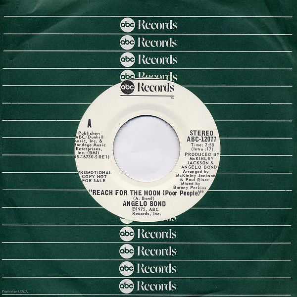 Angelo Bond : Reach For The Moon (Poor People) (7", Promo)