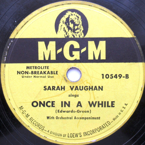 Sarah Vaughan : The Man I Love / Once In A While (10")