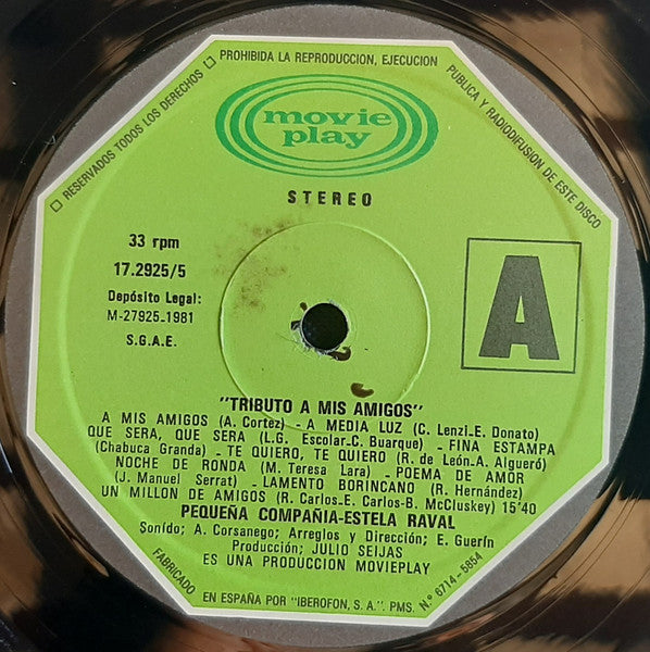 Estela Raval Y Pequeña Compañia* : Tributo A Mis Amigos (LP, Album)