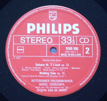 Camille Saint-Saëns - Daniel Chorzempa, Rotterdams Philharmonisch Orkest, Edo de Waart : Sinfonie Nr. 3 Op. 78 "Orgelsinfonie" / "Wedding Cake" Op. 76 Für Klavier Und Streicher (LP, Album)