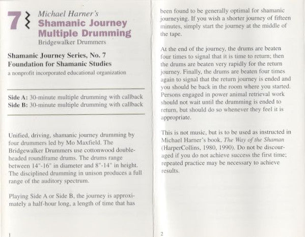Michael Harner, Bridgewalker Drummers : Shamanic Journey Multiple Drumming No. 7 (Cass, Album, Dol)