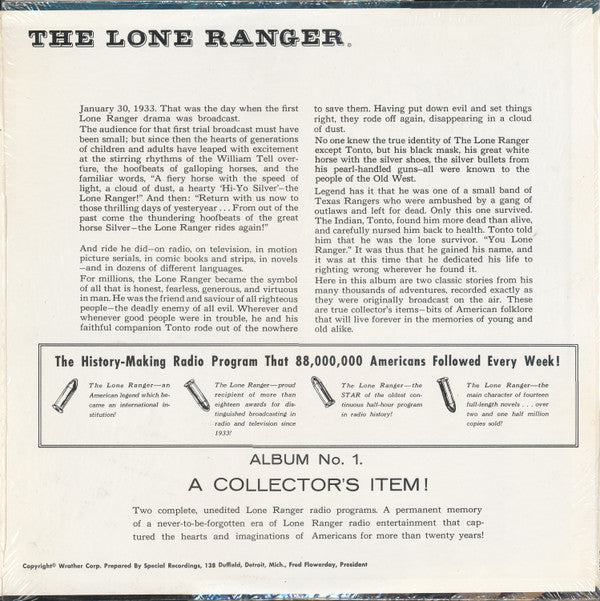 Brace Beemer : The Lone Ranger (LP, Album)