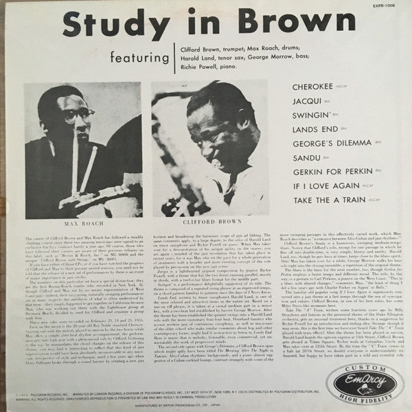 Clifford Brown And Max Roach : Study In Brown (LP, Album, Mono, RE, Tra)