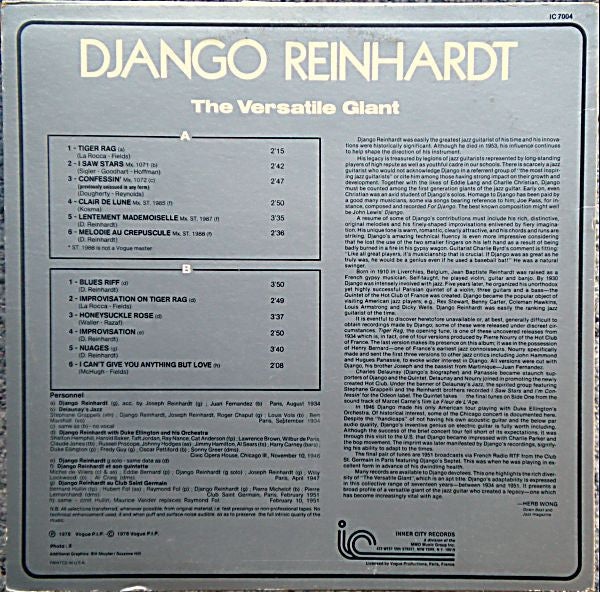 Django Reinhardt : The Versatile Giant (LP, Comp)
