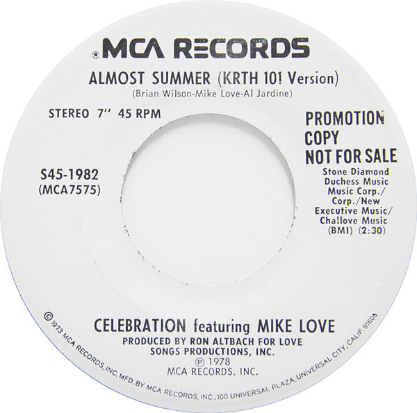 Celebration : Almost Summer / Almost Summer (KRTH 101 Version) (7", Single, Promo)