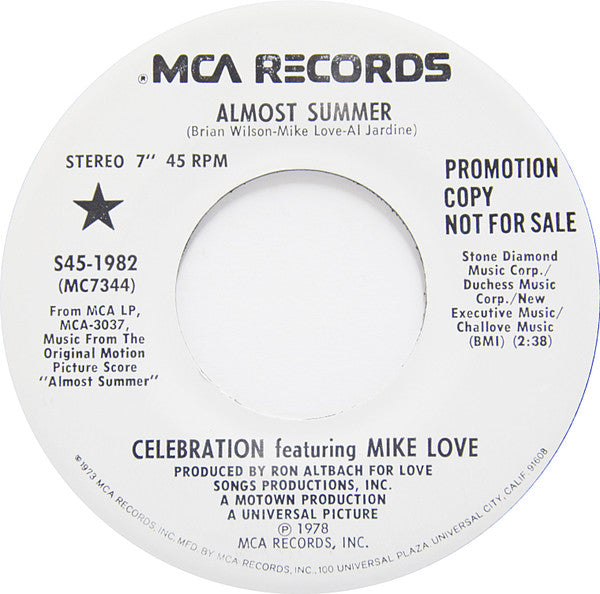 Celebration : Almost Summer / Almost Summer (KRTH 101 Version) (7", Single, Promo)