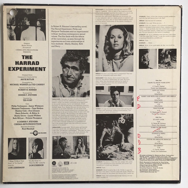 Artie Butler : The Harrad Experiment (Original Soundtrack Recording) (LP, Album)