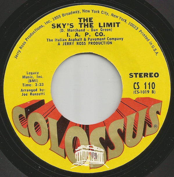 The Italian Asphalt & Pavement Co.* : Check Yourself / The Sky's The Limit (7", Single)