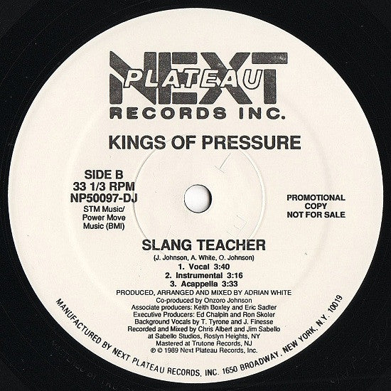 Kings Of Pressure : Brains Unchained / Slang Teacher (12", Promo)