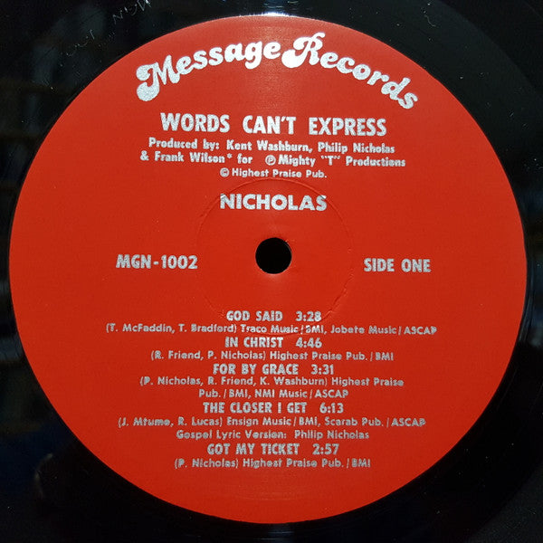Nicholas (16) : Words Can't Express (LP, Album)