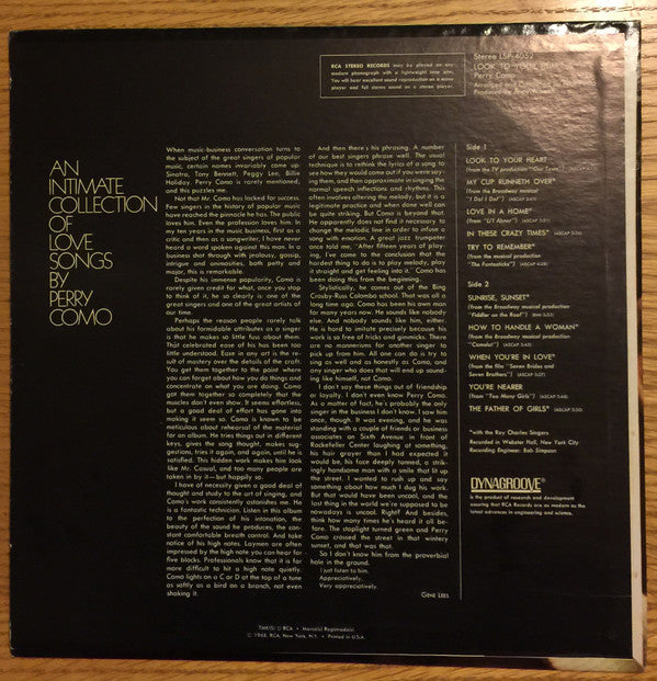 Perry Como : Look To Your Heart (LP, Album, Roc)