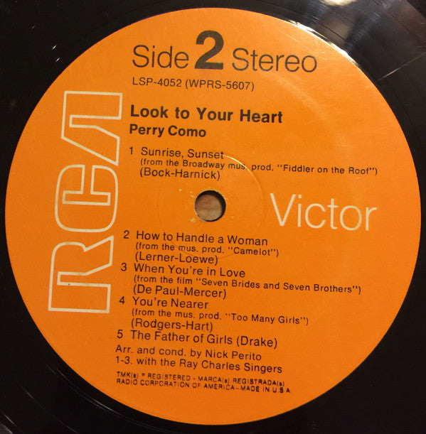 Perry Como : Look To Your Heart (LP, Album, Roc)