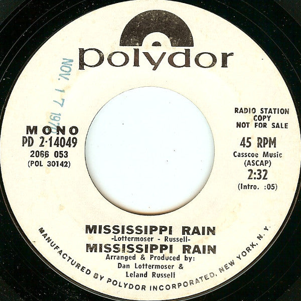 Mississippi Rain : Mississippi Rain (7", Promo)