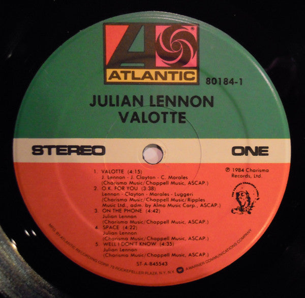 Julian Lennon : Valotte (LP, Album)