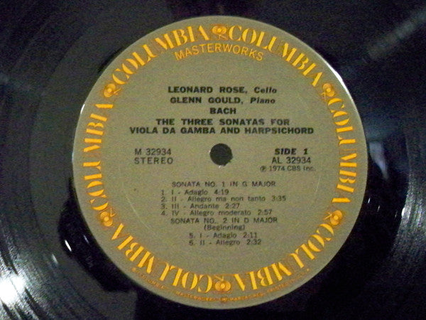 Bach* / Leonard Rose, Glenn Gould : The Three Sonatas For Viola Da Gamba And Harpsichord (LP, Album)