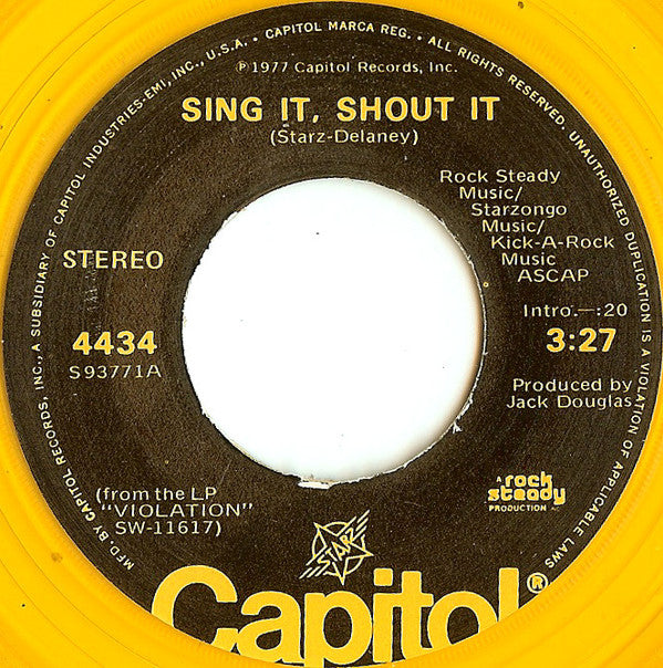 Starz (2) : Sing It, Shout It (7", Single, Yel)