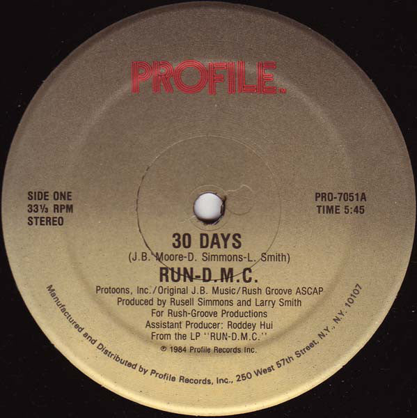 Run-DMC : 30 Days (12", Single)