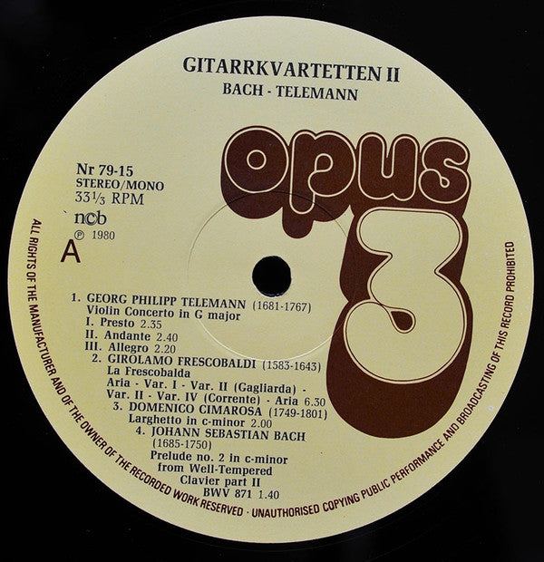 Gitarrkvartetten : Gitarrkvartetten II (Bach - Telemann) (LP, Album)