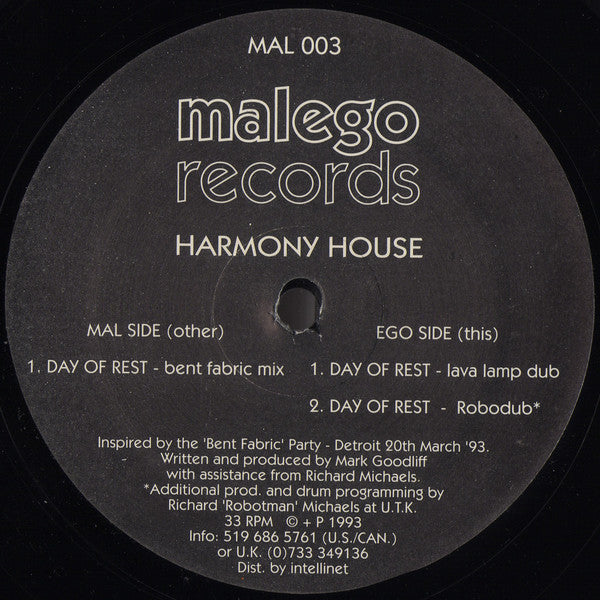 Harmony House : Day Of Rest (12")