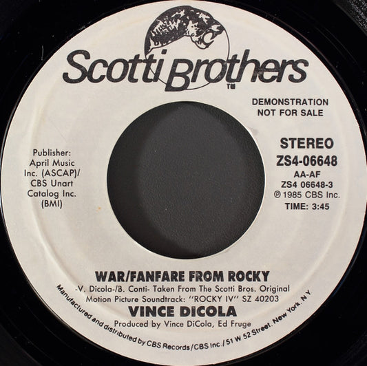 Vince Dicola : War / Fanfare From Rocky (7", Single, Promo)