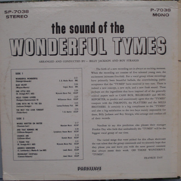 The Tymes : The Sound Of The Wonderful Tymes (LP, Album, Mono)