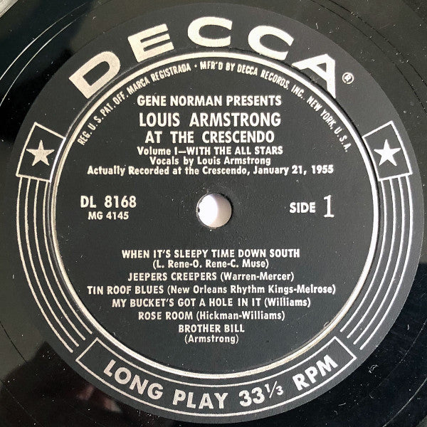 Louis Armstrong : At The Crescendo Vol. 1 (LP, Album, Mono)