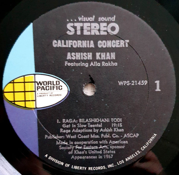 Aashish Khan & Alla Rakha : California Concert (LP)