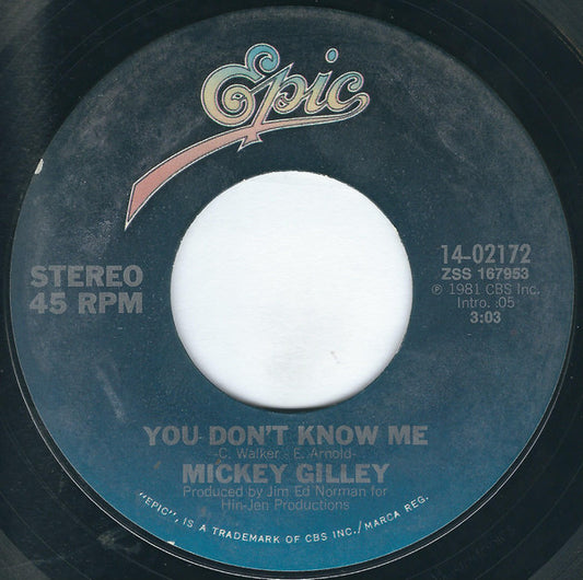 Mickey Gilley : You Don't Know Me / Jukebox Argument (7", Styrene, Ter)