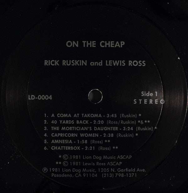 Rick Ruskin, Lewis Ross (2) : On The Cheap (LP)